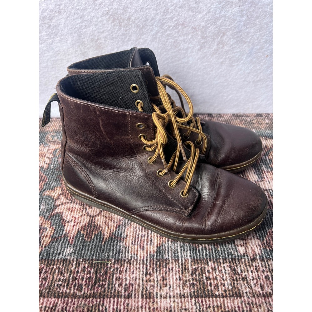 Dr. Martens Leyton Dark Brown Leather Lace Up Boots AW004 Womens 7